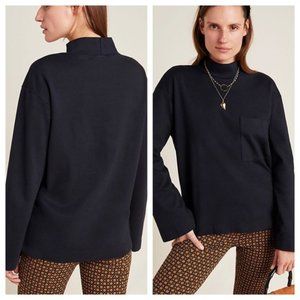 NWT Anthropologie black bell sleeved T-shirt turtleneck Sz XS